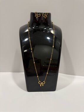 Delicate Gold Bow Pendant Necklace - Women's Necklace